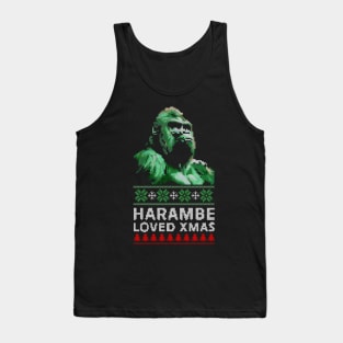 Harambe Loved Xmas -- Retro Ugly Sweater Tank Top